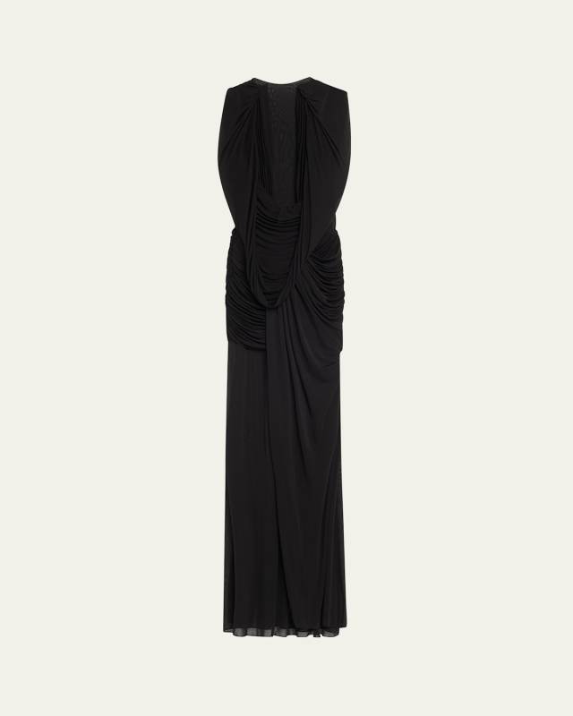 Ripple Draped Double-Layer Gown